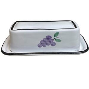 Caleca Italian Hand Painted Pottery Covered Butter Dish